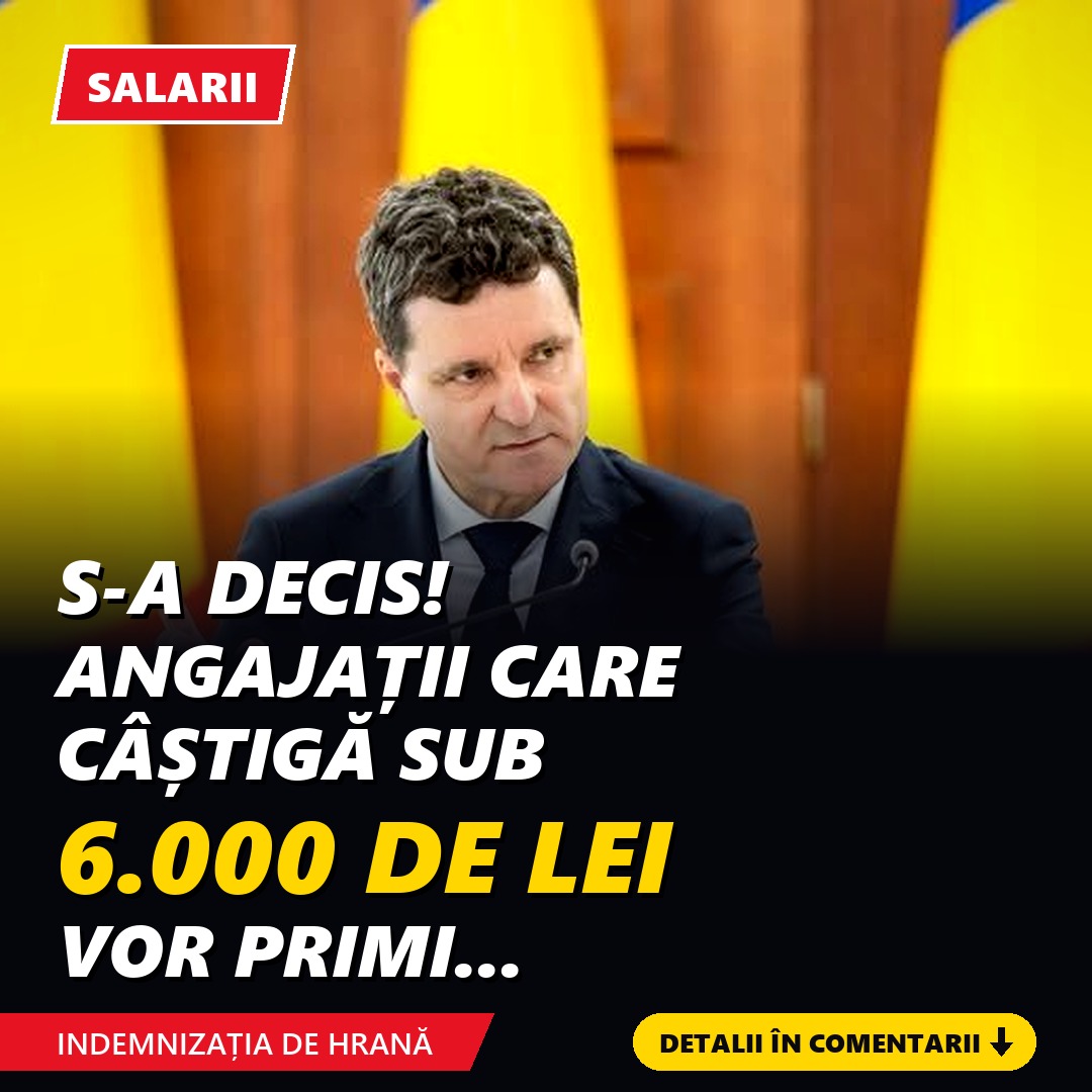 Bugetarii cu salarii nete de până la 6.000 de lei primesc indemnizația de hrană de 347 de lei